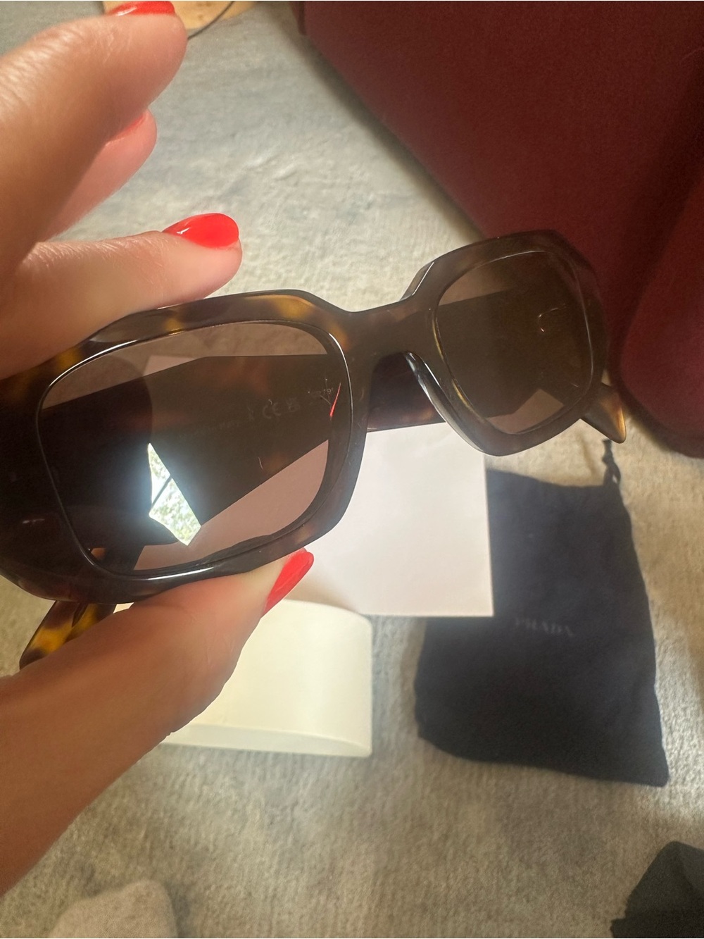 Prada Dark Brown Rectangular Sunglasses with Accessories - Picture 6 of 6